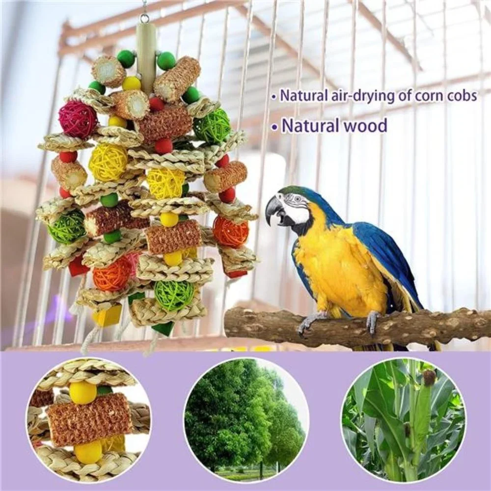 Parrot Toys, Natural Corn cob Bird chew Toys for Small and Medium-Sized Macaws